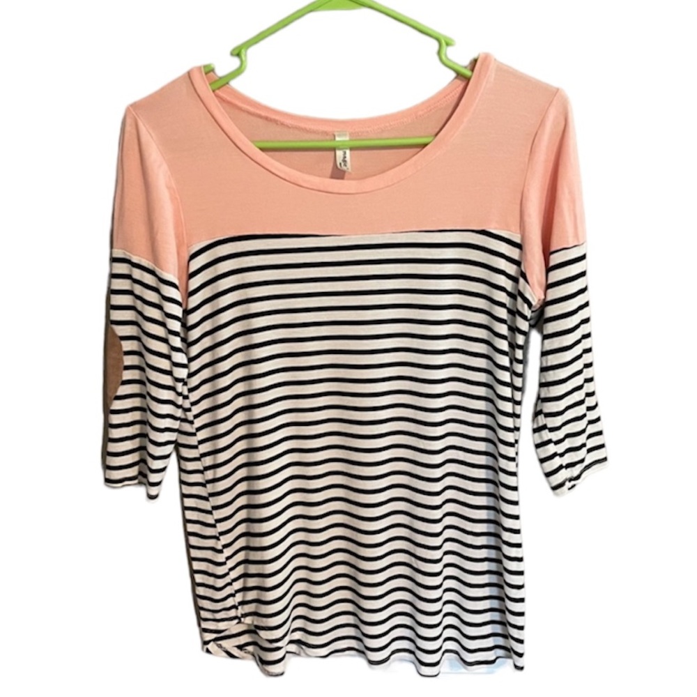 ⭐4 for $10 ⭐ Striped Colorblock 3/4 Raglan Shirt with Elbow Patches.
